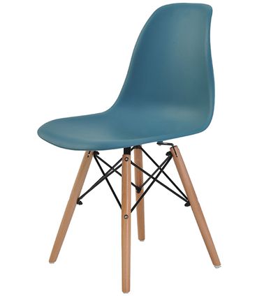 Cadeira Eames Eiffel Polipropileno Verde Petróleo Base Madeira - 34291