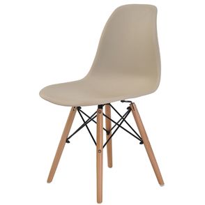 Cadeira Eames Eiffel Polipropileno Nude Base Madeira - 31627