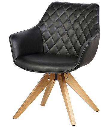 Cadeira Emanoela PU Vintage Preto Base Madeira - 38591