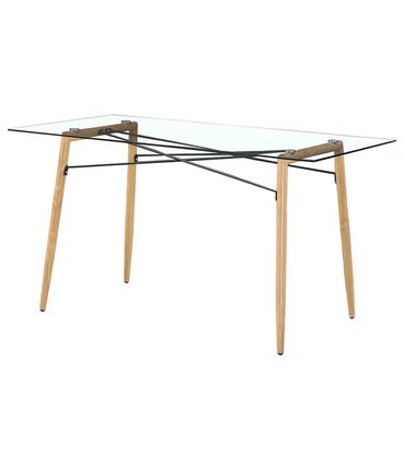 Mesa de Jantar Cables Tampo Vidro Base Clara 140cm - 38639