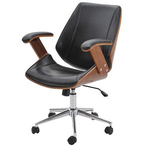 Cadeira Nazaré Base Rodizio Cromada PU Preto - 38670
