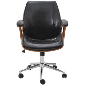 Cadeira Nazaré Base Rodizio Cromada PU Preto - 38670