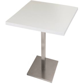 Mesa Colorado 80 cm Tampo Quadrado Branco Base Inox - 31655