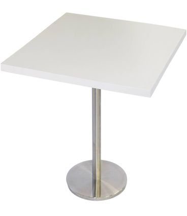Mesa Georgia 80 cm Tampo Branco Quadrado Base Inox - 39107
