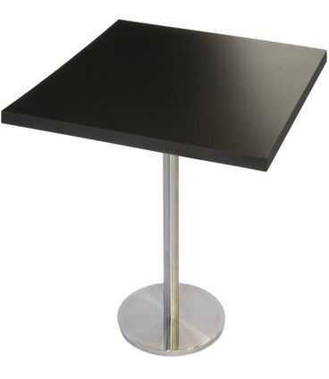 Mesa Georgia 80 cm Tampo Preto Quadrado Base Inox - 39108