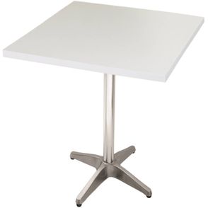 Mesa Nebraska 70 cm Tampo Branco Quadrada Base em Aluminio - 39288