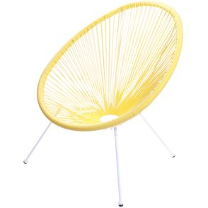 Poltrona Acapulco Cordas em PVC Amarela Base de Aco Pintado Branco - 39558
