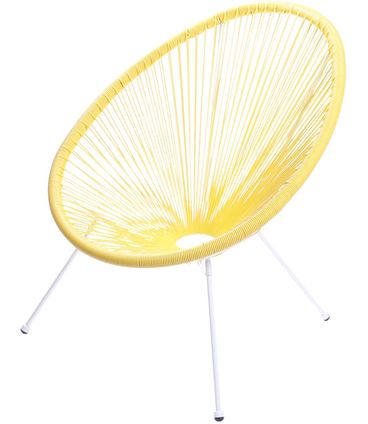 Poltrona Acapulco Cordas em PVC Amarela Base de Aco Pintado Branco - 39558