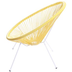 Poltrona Acapulco Cordas em PVC Amarela Base de Aco Pintado Branco - 39558