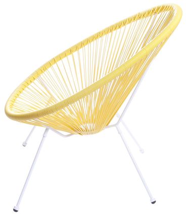Poltrona Acapulco Cordas em PVC Amarela Base de Aco Pintado Branco - 39558