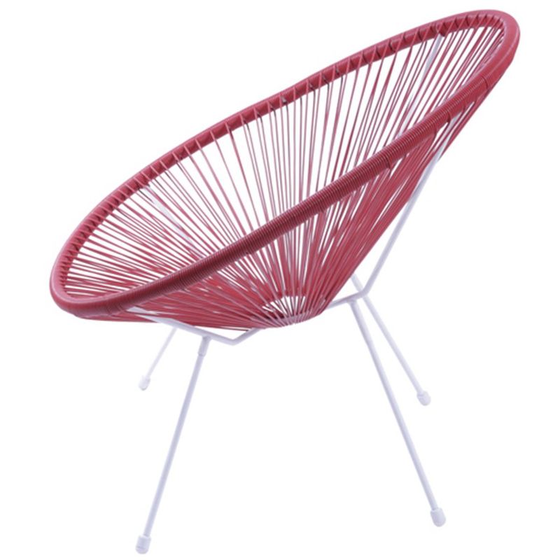 PoltronaAcapulcoCordasemPVCVermelhaBasedeAcoPintadoBranco39557