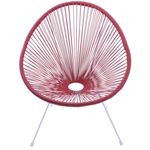 PoltronaAcapulcoCordasemPVCVermelhaBasedeAcoPintadoBranco39557