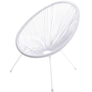 Poltrona Acapulco Cordas em PVC Branca Base de Aco Pintado Branco - 39555