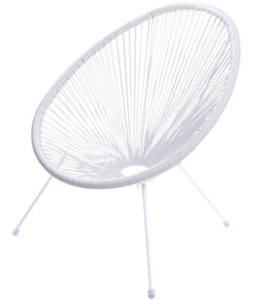 Poltrona Acapulco Cordas em PVC Branca Base de Aco Pintado Branco - 39555