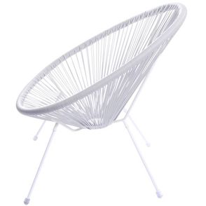 Poltrona Acapulco Cordas em PVC Branca Base de Aco Pintado Branco - 39555