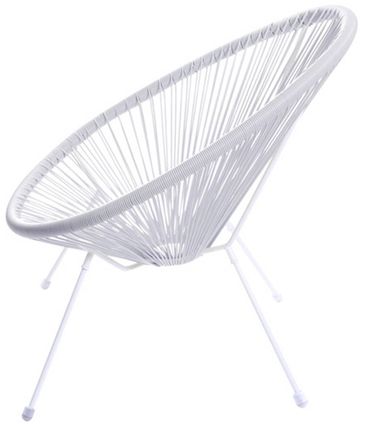Poltrona Acapulco Cordas em PVC Branca Base de Aco Pintado Branco - 39555