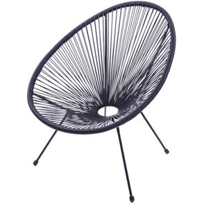 Poltrona Acapulco Cordas em PVC Preta Base de Aco Pintado Preto - 39313