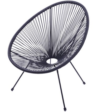 Poltrona Acapulco Cordas em PVC Preta Base de Aco Pintado Preto - 39313