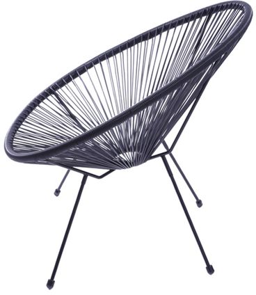 Poltrona Acapulco Cordas em PVC Preta Base de Aco Pintado Preto - 39313