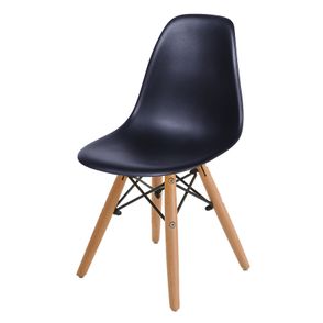 Cadeira INFANTIL Eames Polipropileno Preta com Base Madeira - 40603