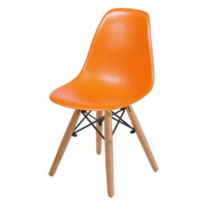 Cadeira INFANTIL Eames Polipropileno Laranja com Base Madeira - 40607