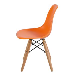 Cadeira INFANTIL Eames Polipropileno Laranja com Base Madeira - 40607