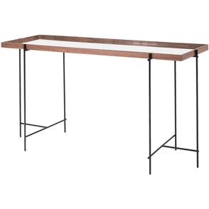Aparador Tijuca Tampo Nogueira Espelho Base Preta 138cm - 41367