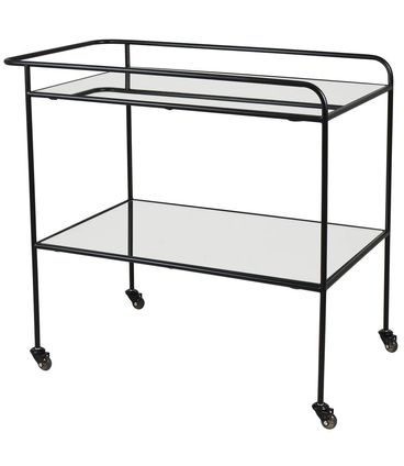 Carrinho Bar Delia Aco Preto Tampos Espelhados 82 cm (LARG) - 41439