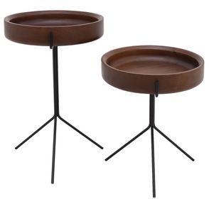Mesa Apoio Tray Baixa Castanho Base Preta 43 cm - 41568