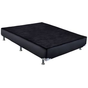 Base de Cama Box Courino Preto Viuva 128 cm (LARG) Alta - 42854