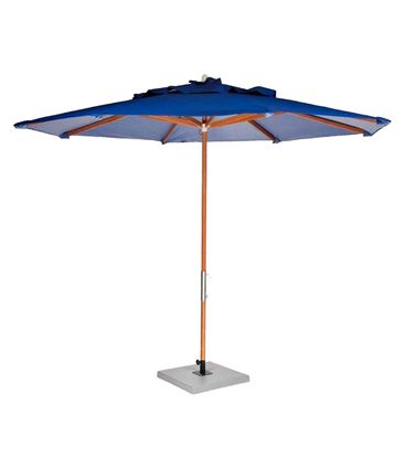 Ombrelone Leblon Azul Marinho em Madeira 2,40 MT (LARG) Base 65x65 cm Central com Tecido Bagun - 44317