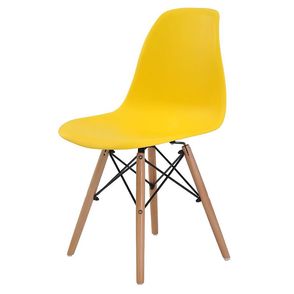 Cadeira Eames Eiffel Polipropileno Amarela Base Madeira - 44156