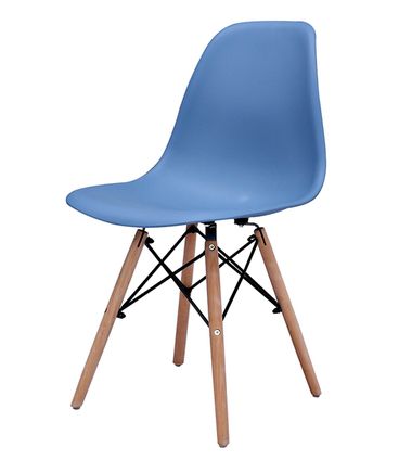 Cadeira Eames Eiffel Polipropileno Azul Bali Base Madeira - 44157