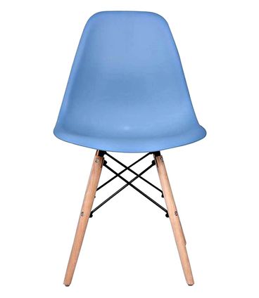Cadeira Eames Eiffel Polipropileno Azul Bali Base Madeira - 44157