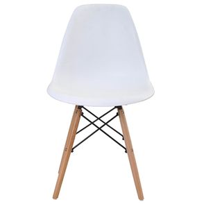 Cadeira Eames Eiffel Polipropileno Branca Base Madeira - 44158