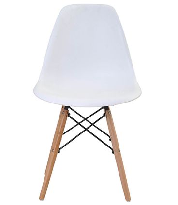 Cadeira Eames Eiffel Polipropileno Branca Base Madeira - 44158