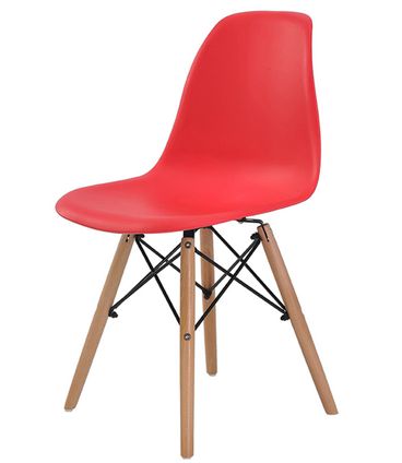 Cadeira Eames Eiffel Polipropileno Vermelha Base Madeira - 44163
