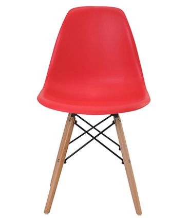 Cadeira Eames Eiffel Polipropileno Vermelha Base Madeira - 44163