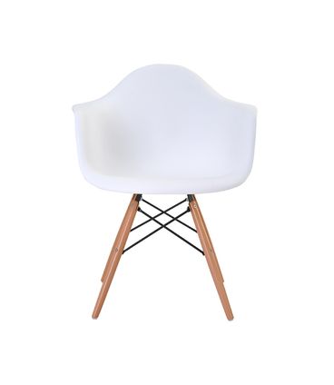 Cadeira Eames Eiffel com Braco Polipropileno cor Branco Base Madeira - 44914