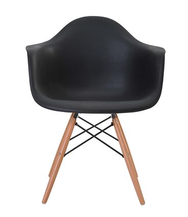 Cadeira Eames Eiffel com Braco Polipropileno cor Preto Base Madeira - 44916