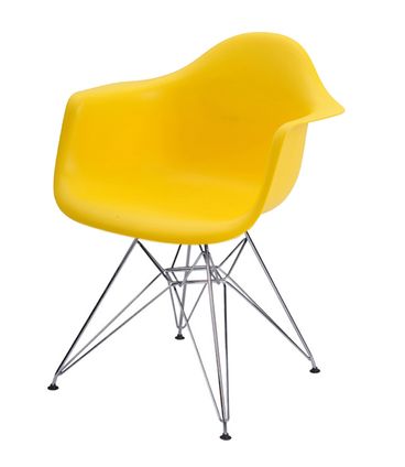 Cadeira Eames Eiffel com Braco Polipropileno cor Amarelo Base Cromada - 44919
