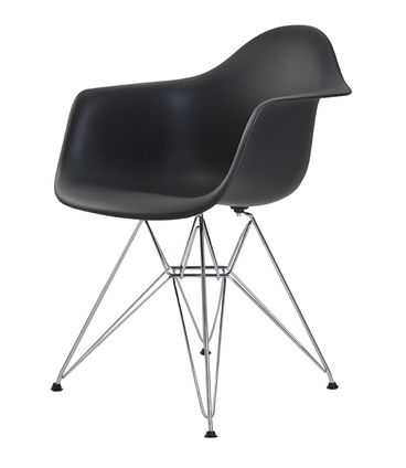 Cadeira Eames Eiffel com Braco Polipropileno cor Preto Base Cromada - 44923