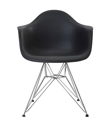 Cadeira Eames Eiffel com Braco Polipropileno cor Preto Base Cromada - 44923