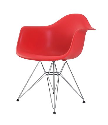 Cadeira Eames Eiffel com Braco Polipropileno cor Vermelho Base Cromada - 44924