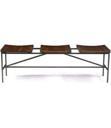 Banco Trilogy Metal Grafite Rustic Brown 140cm - 44996