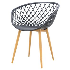 Cadeira Clarice Assento Preto Base Madeira - 45018
