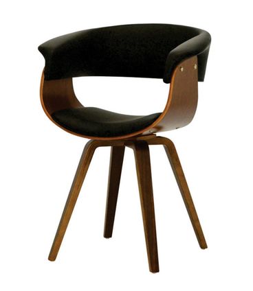 Cadeira Betina Estofada em PU Preto com Base Madeira - 45021