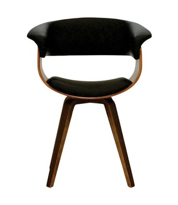 Cadeira Betina Estofada em PU Preto com Base Madeira - 45021