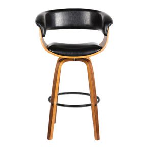 Banqueta Belem Assento PU Preto com Brilho Base Madeira 1,00 MT (ALT) - 45409
