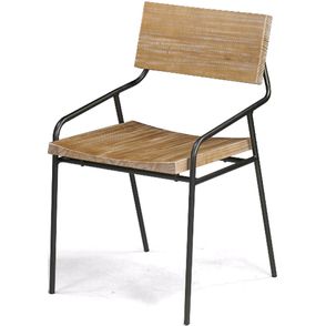 Cadeira Vail com Assento em Madeira Driftwood Base Aco Grafite 76cm - 46004